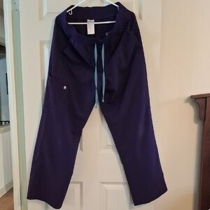 Figs *HEMMED* High Waisted Isabel Wide Leg Scrub Pants - Purple Jam